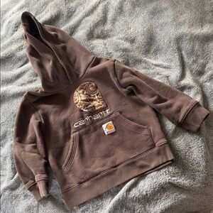 Carhartt Kids Brown Hoodie with Camo Patch
